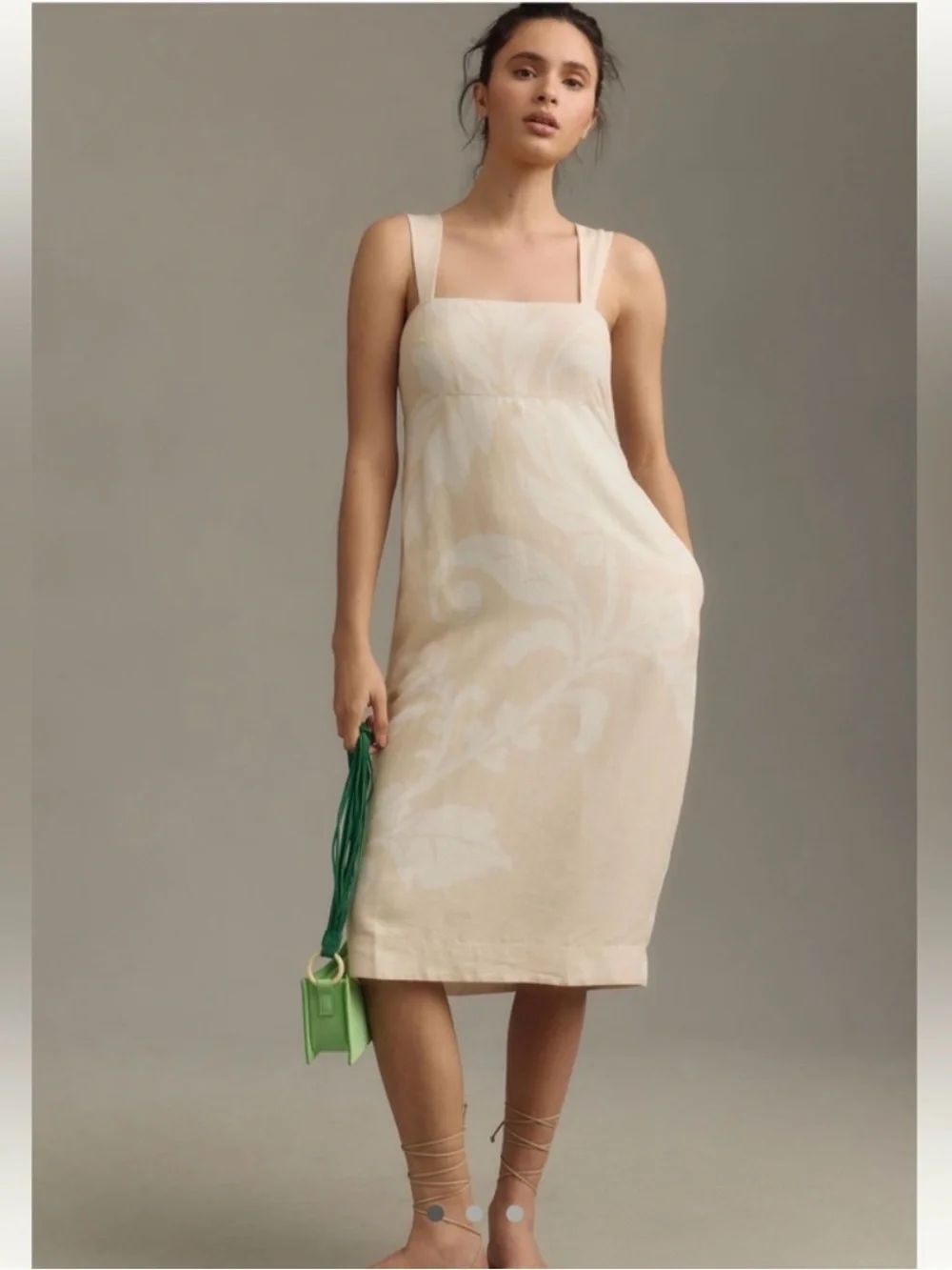 Anthropologie Pilcro Square Neck Sleeveless Linen Midi Dress